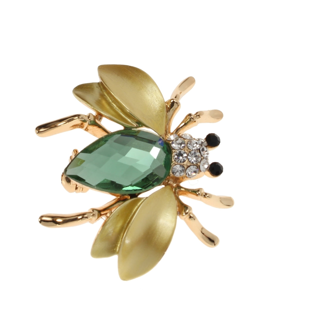 Flying Insect Brooch Green Big Crystal Body with Clear and Black Crystal Eyes Fashion Pin Party Wear Jewelry Image 3