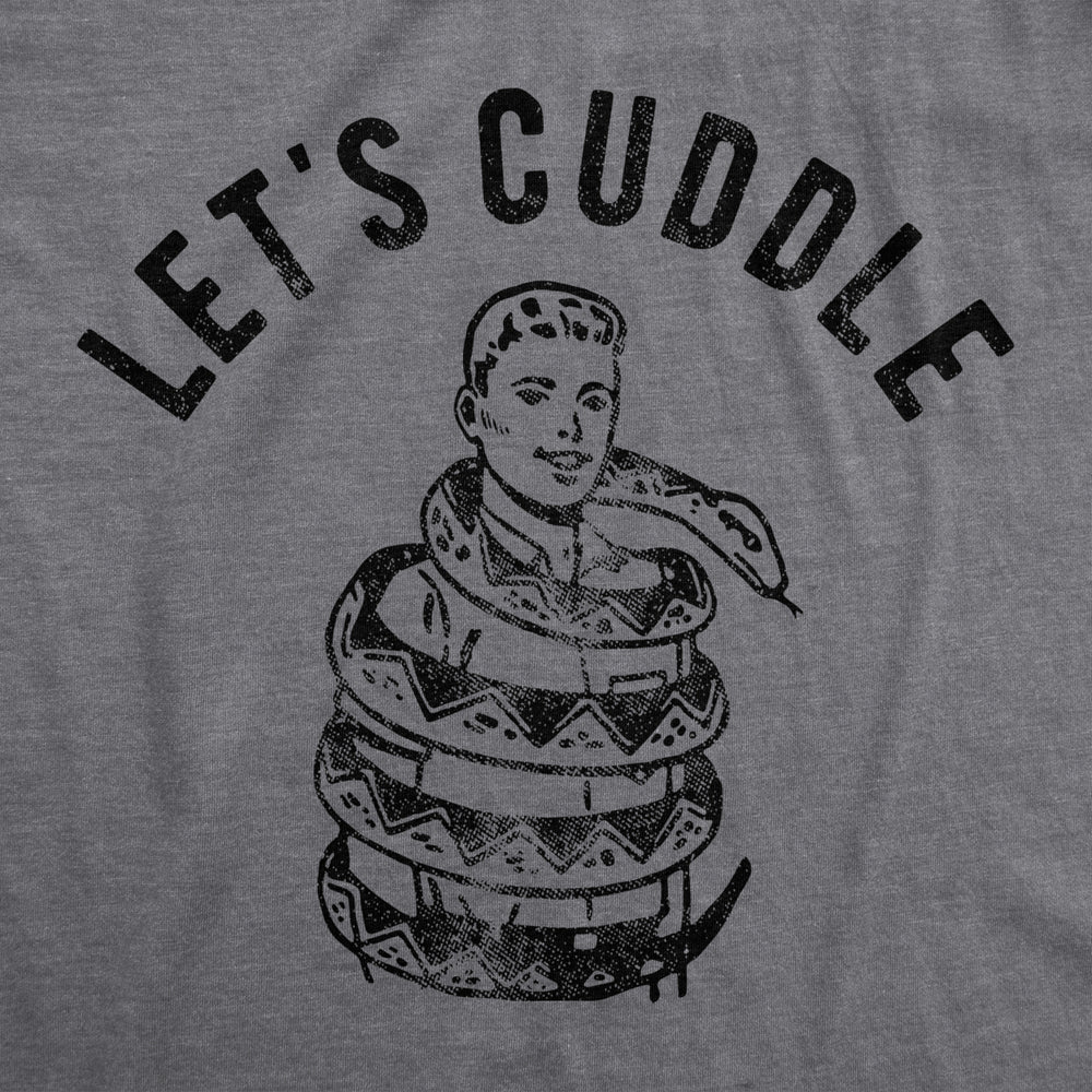 Mens Lets Cuddle T Shirt Funny Sarcastic Snake Graphic Valentines Day Tee For Guys Image 2