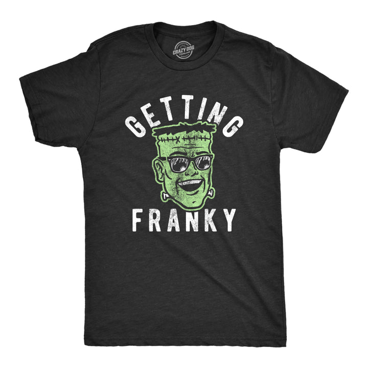 Mens Getting Franky T Shirt Funny Halloween Party Frankenstein Graphic Tee For Guys Image 1