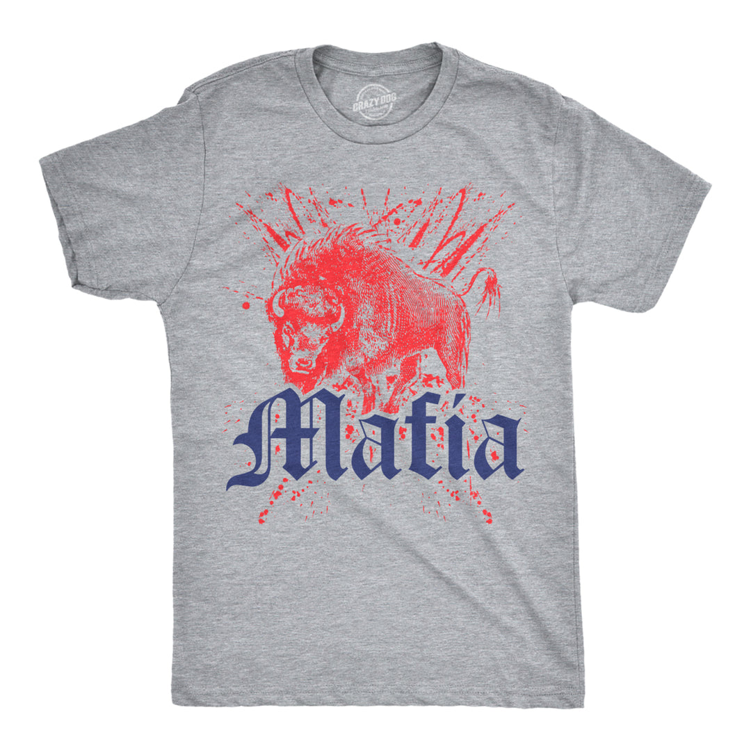 Mens Buffalo Mafia T Shirt Funny Football Graphic Novelty Tee For Guys Image 1