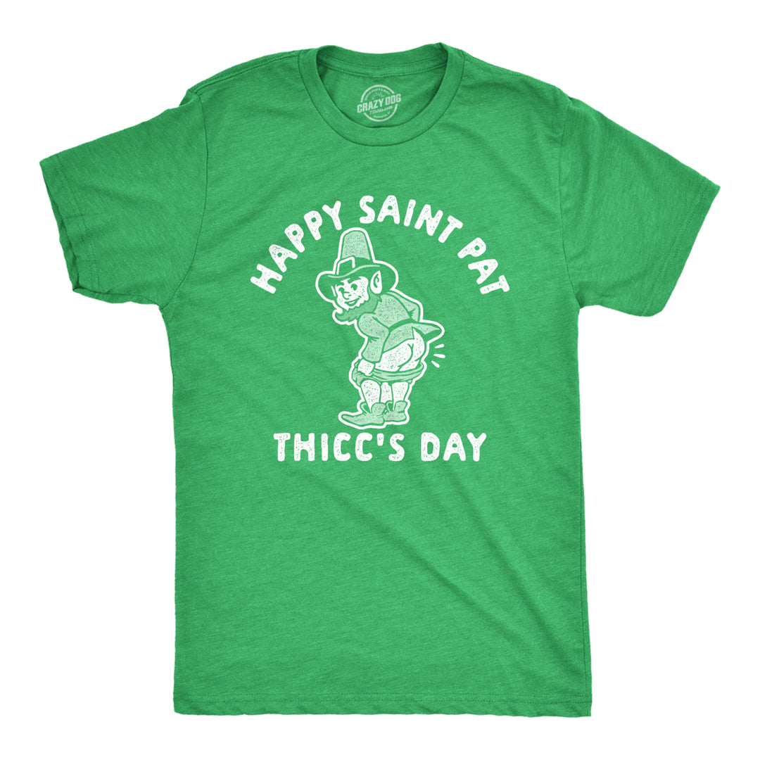 Mens Happy Saint Pat Thiccs Day T Shirt Funny St Patricks Day Parade Butt Graphic Tee Guys Image 1