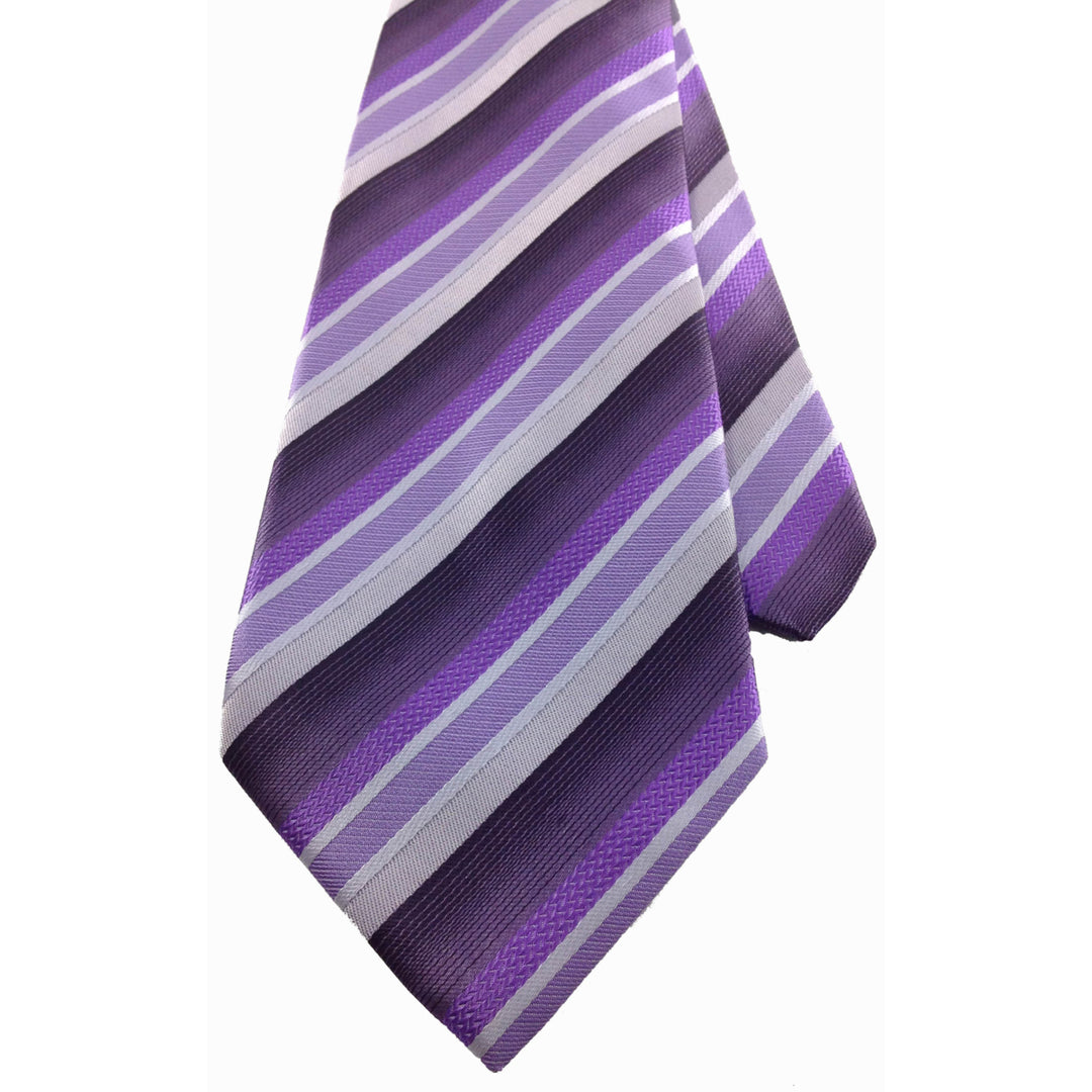 Mens Necktie Silk Tie Shades of Purple Stripes Silk Tie Hand Made Executive Pro Design Birthday Christmas Valentines Image 3