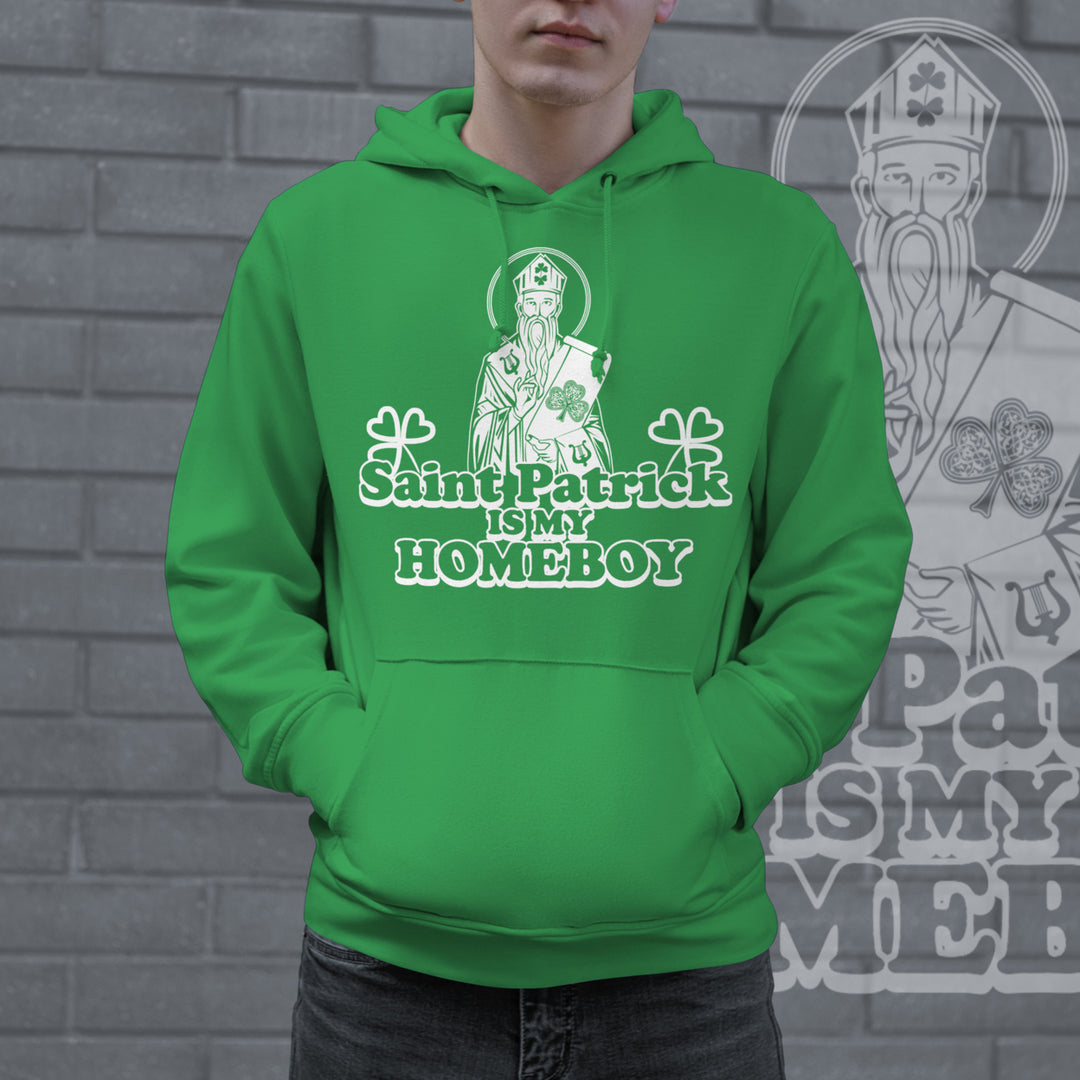 Saint Patrick Is My Homeboy Hoodie Funny St Patricks Day Parade Graphic Novelty Sweatshirt Image 2