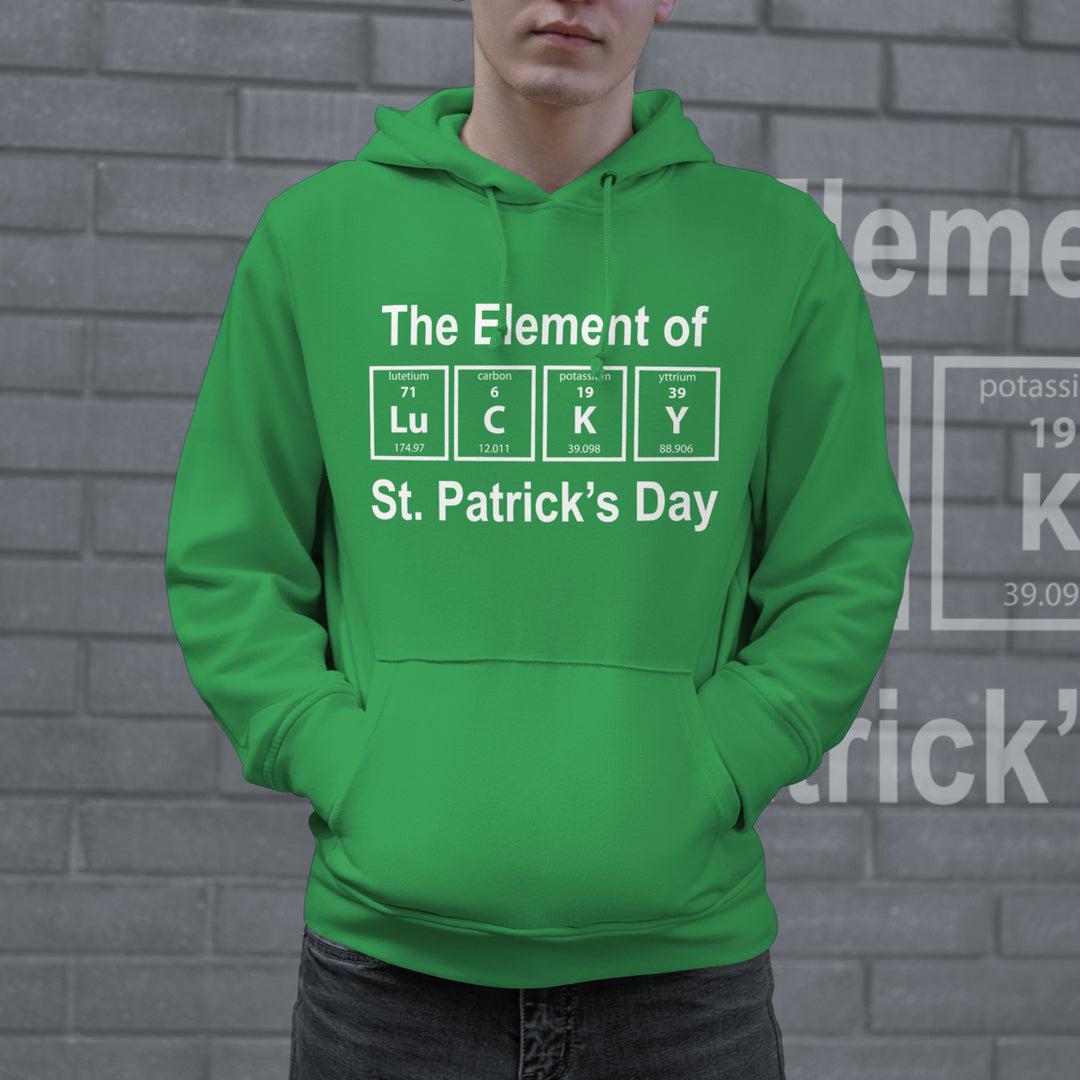 The Element Of Lucky Hoodie Funny St Patricks Day Shenanigans Periodic Table Green Sweat Shirt Image 2