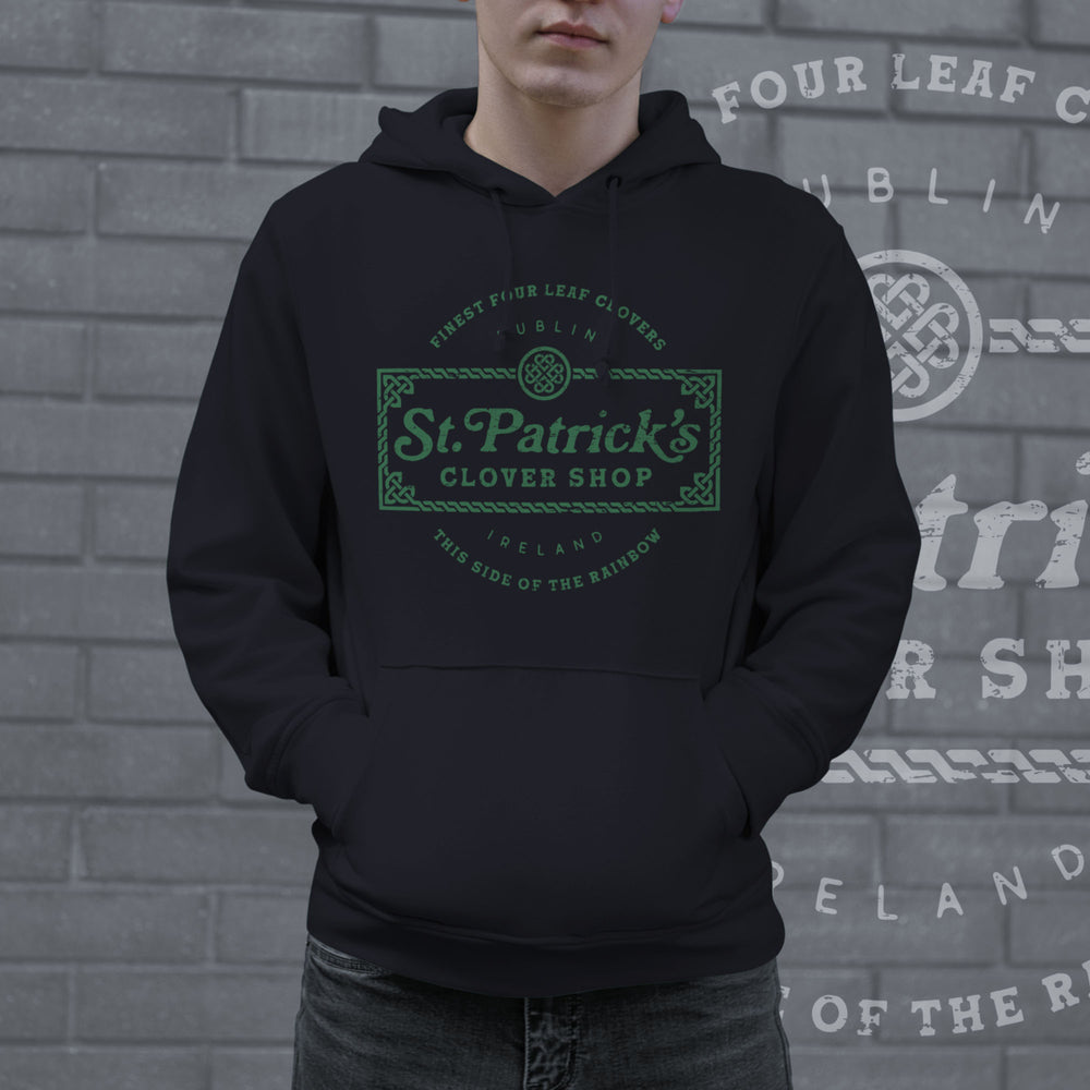 St Patricks Clover Shop Hoodie Funny Vintage St Patricks Day Parade Outfit Cool Shamrock Design Image 2