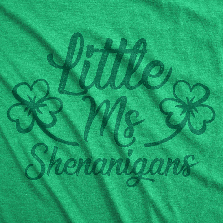 Womens Little Ms Shenanigans T Shirt Funny St Patricks Day Parade Outfit Graphic Novelty Tee Image 2