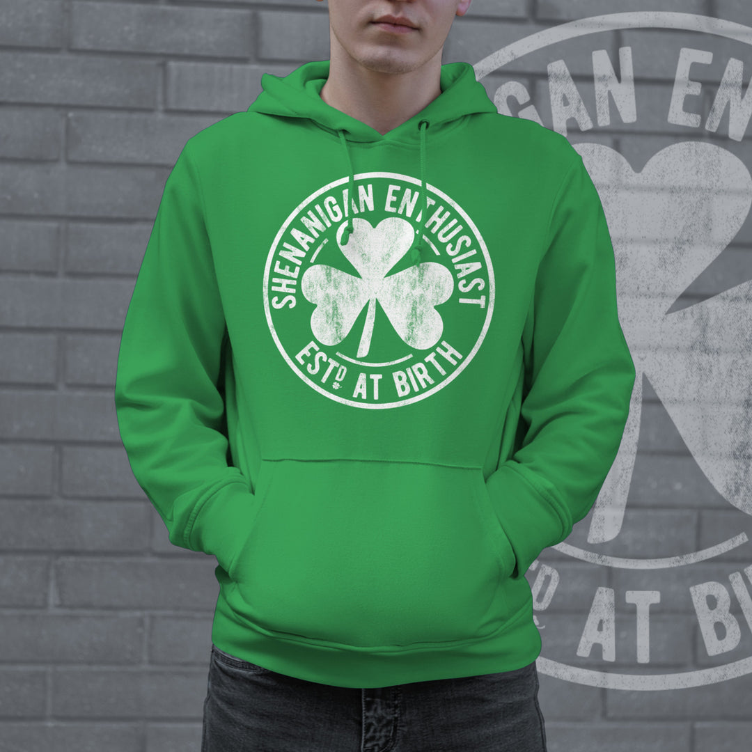 Shenanigan Enthusiast Hoodie Funny St Patricks Day Sweatshirt Cool Green Graphic Novelty Sweatshirt Image 2