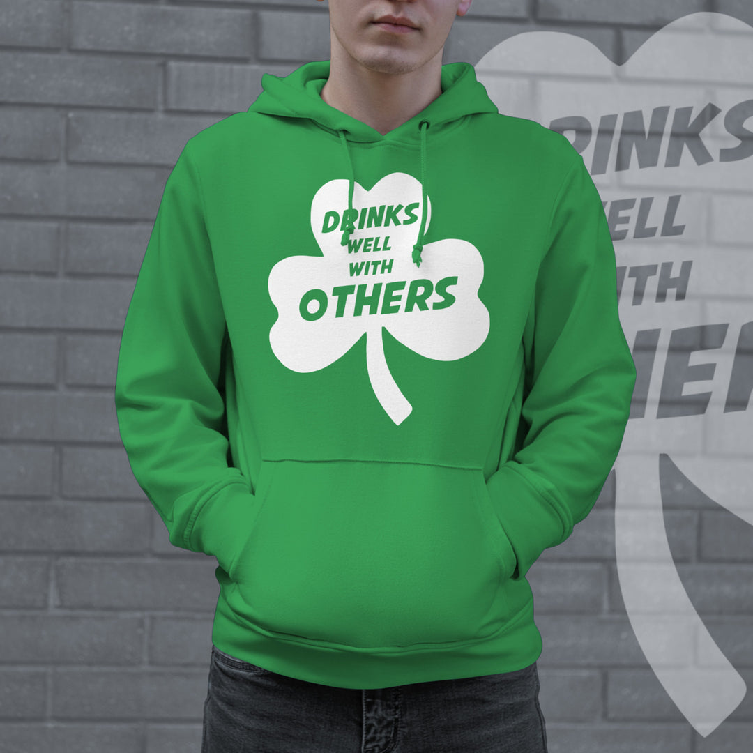 Drinks Well With Others Hoodie Funny St Patricks Day Drinking Shenanigans Saint Patty Graphic Image 2