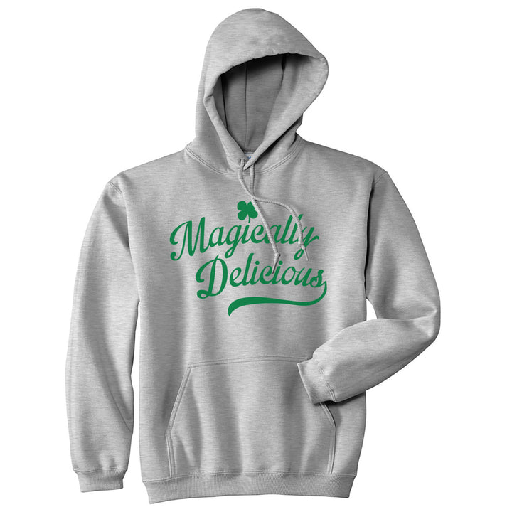 Magically Delicious Hoodie Funny St Patricks Day Outfit Four Leaf Clover Graphic Saying Sweatshirt Image 1