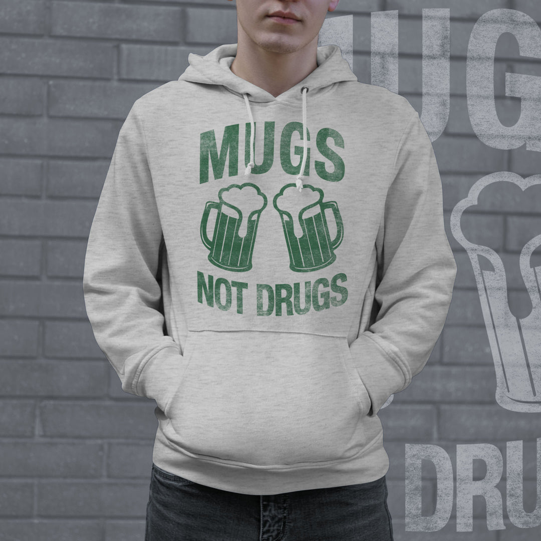 Mugs Not Drugs Hoodie Funny St Patricks Day Shirt Beer Drinking Graphic Novelty Sweatshirt Image 2