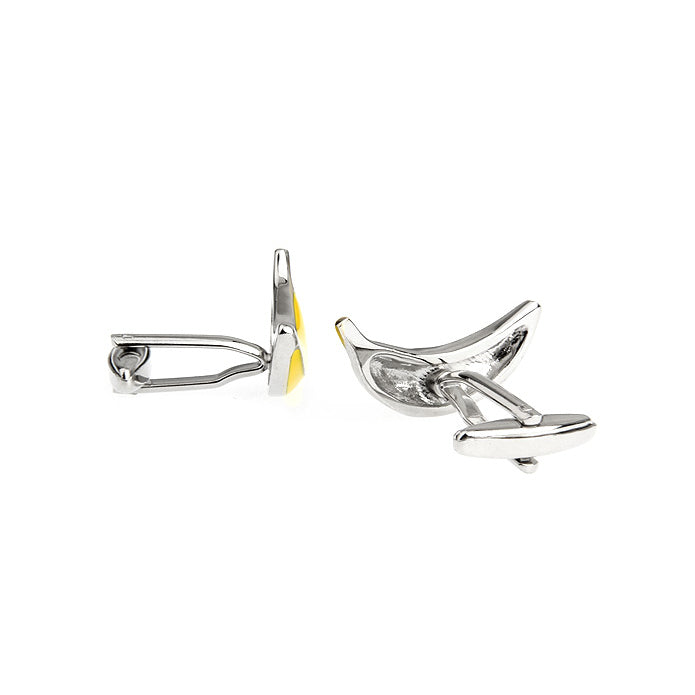 Going Bananas Cufflinks Silver and Yellow Enamel Cuffs Banana Fruit Cuff Links Banana Loving Fun Image 2