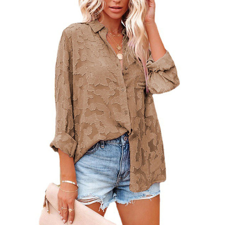 Lace Shirt Collar Casual Shirts and Tops Image 4