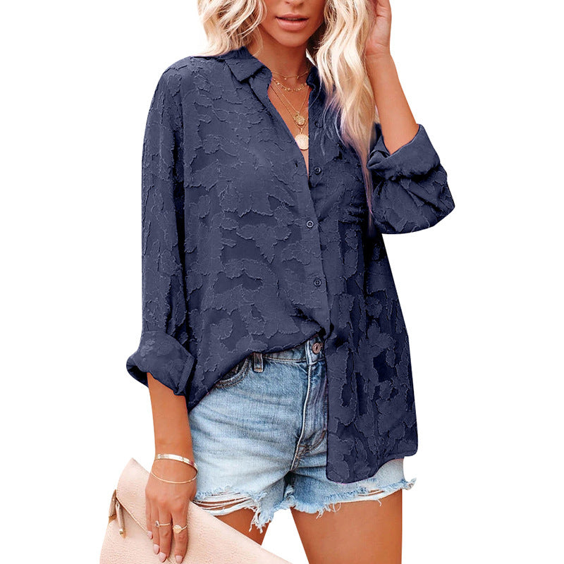 Lace Shirt Collar Casual Shirts and Tops Image 4