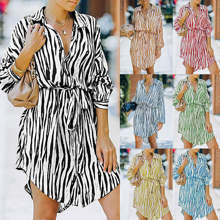 Geometric Striped Printed Casual Dresses Image 1