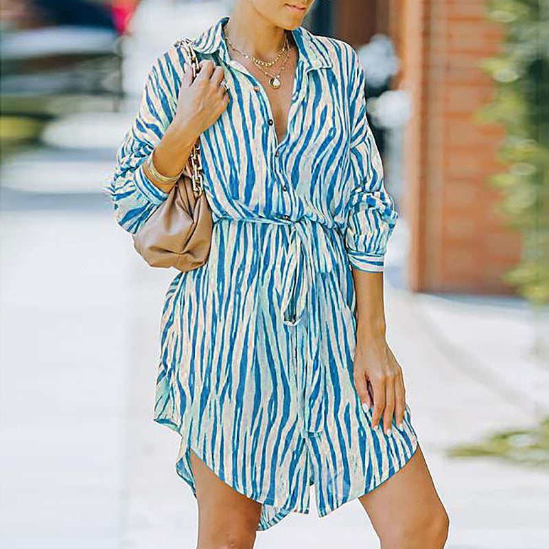 Geometric Striped Printed Casual Dresses Image 3