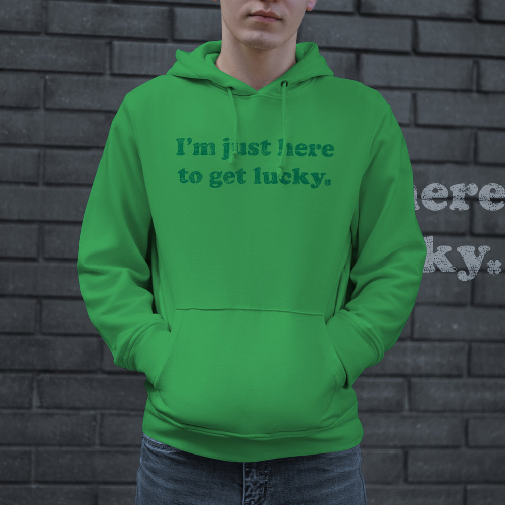 Just Here To Get Lucky Hoodie Funny St Patricks Day Shirt Shenanigans Outfit Graphic Sweatshirt Image 2