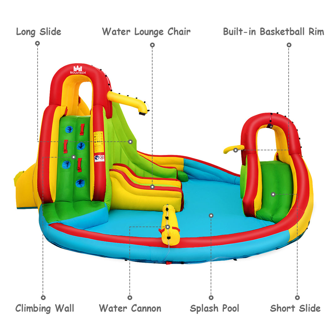 Kids Inflatable Water Slide Bounce Park Splash Pool w/Water Cannon and 480W Blower Image 4