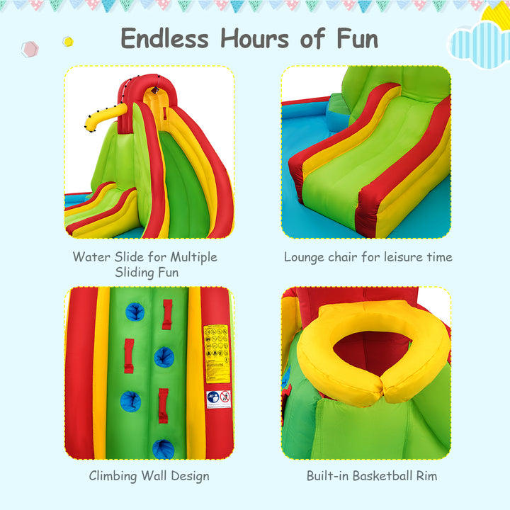 Kids Inflatable Water Slide Bounce Park Splash Pool w/Water Cannon and 480W Blower Image 7