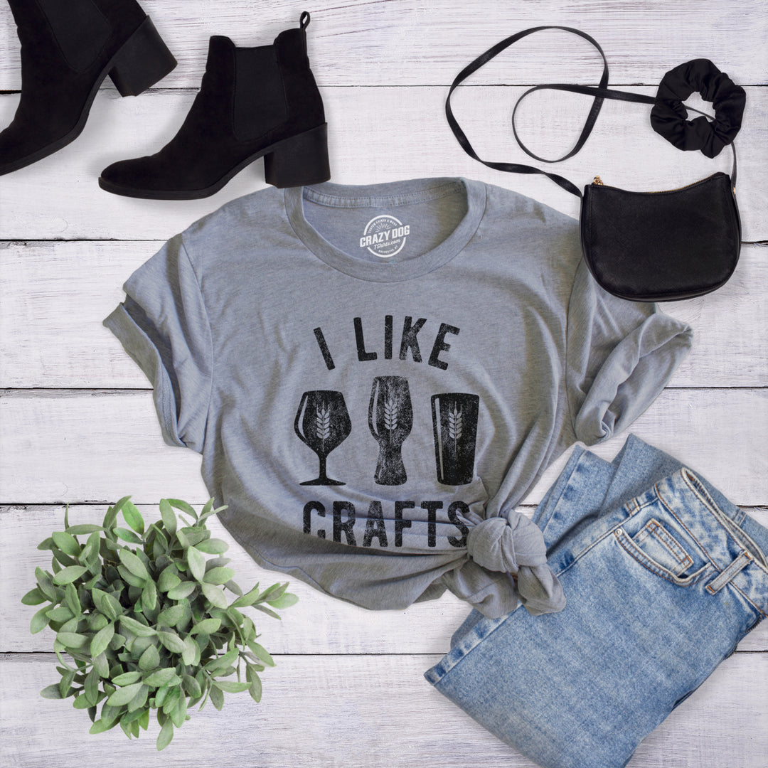 Womens I Like Crafts T shirt Funny Beer Lover Brewer Drinking Party for Her Tee Image 4