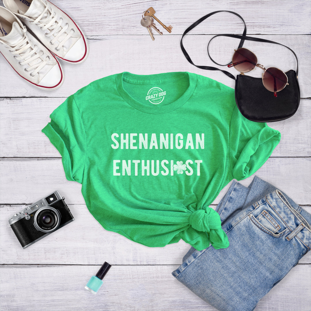 Womens Shenanigan Enthusiast Tshirt Funny St Patricks Day Party Novelty Tee Image 6