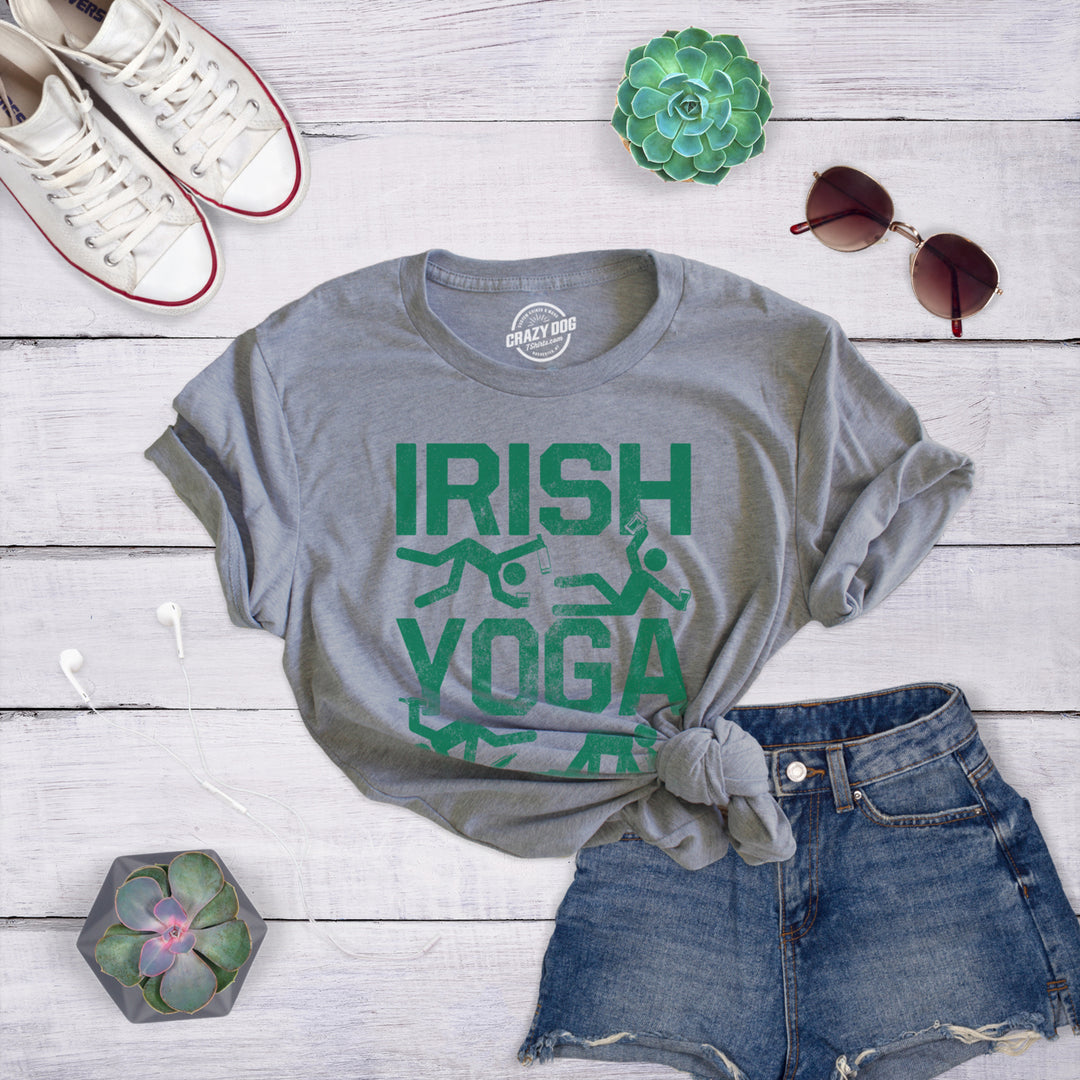 Womens Irish Yoga T Shirt Funny Saint Patricks Day Drinking Tee St Patty Graphic Image 4