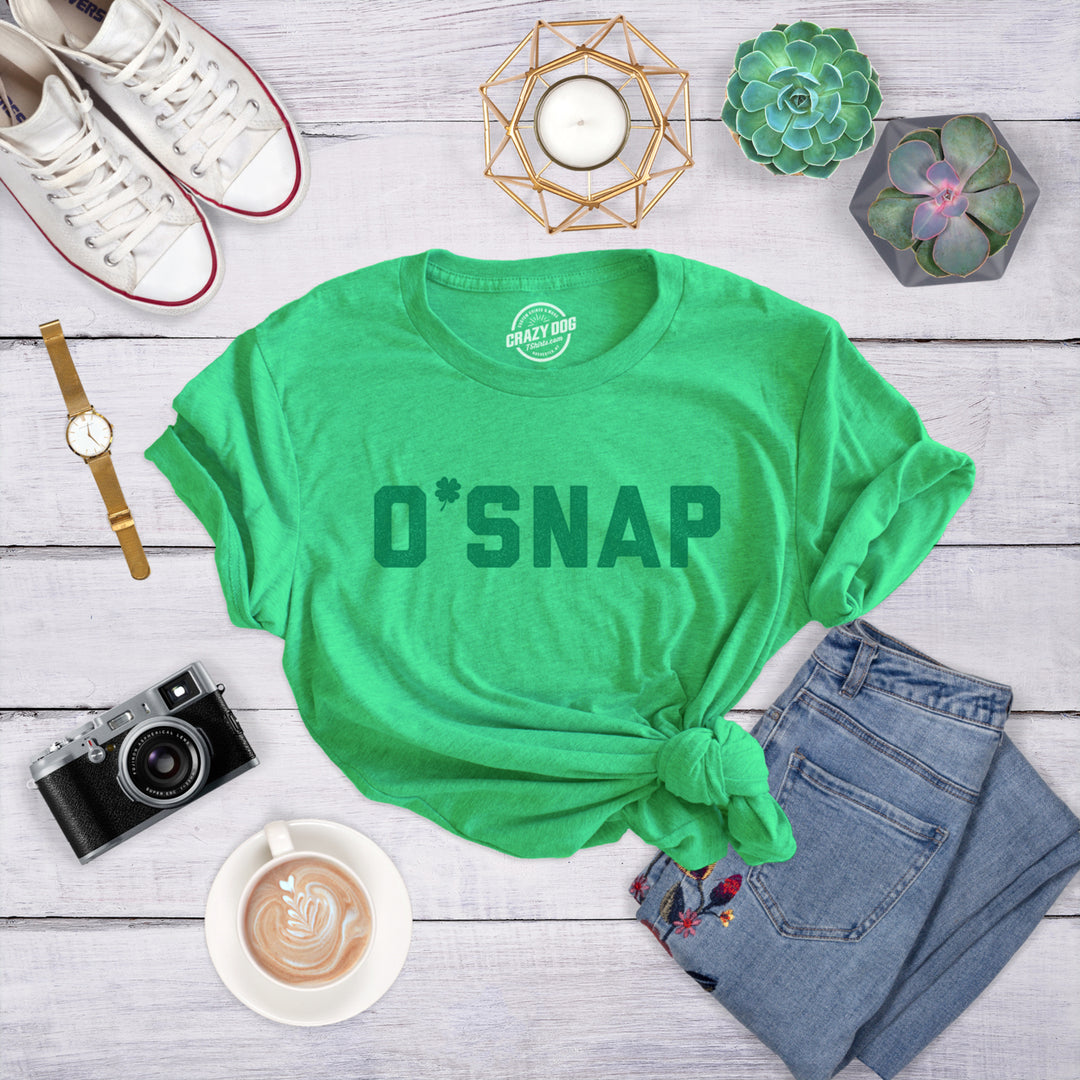 Womens O Snap T Shirt Funny Shamrock Saint Patricks Day Irish St Patty Tee Her Image 4