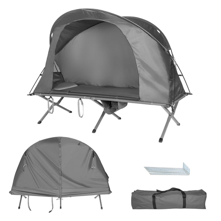 Gymax 1-Person Outdoor Camping Tent Cot Elevated Compact Tent Set W/ External Cover Image 4