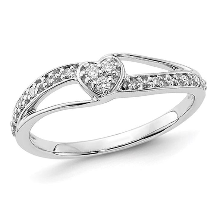 1/10 Carat (ctw) Diamond Heart Promise Ring in 10K White Gold Image 1