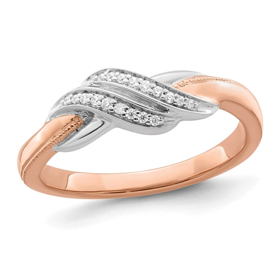 14K White and Rose Gold Ring with Accent Diamonds Image 1