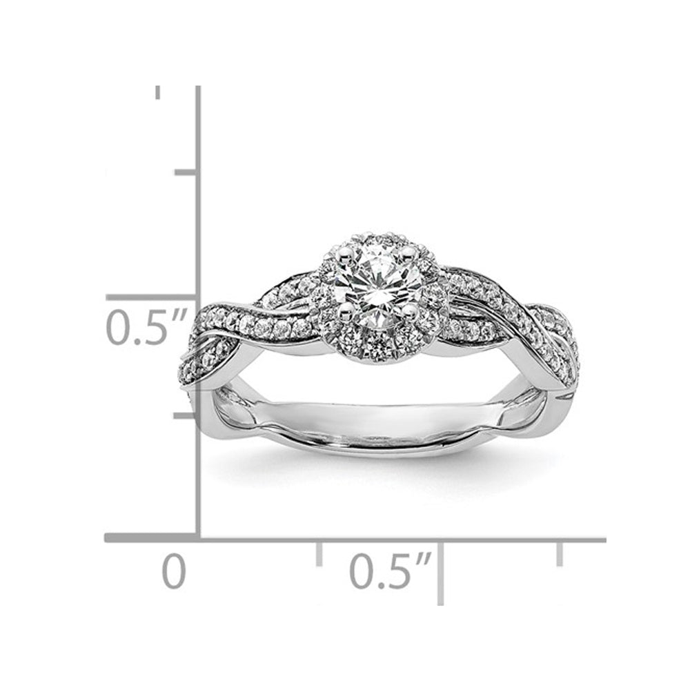 3/4 Carat (ctw I1-I2) Diamond Engagement By-Pass Halo Ring in 14K White Gold Image 3