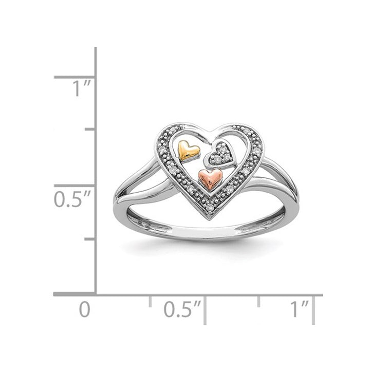 Sterling Silver Three-Heart Promise Ring with Diamond Accent Image 3