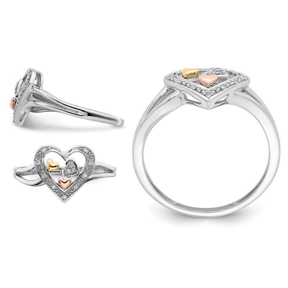 Sterling Silver Three-Heart Promise Ring with Diamond Accent Image 4