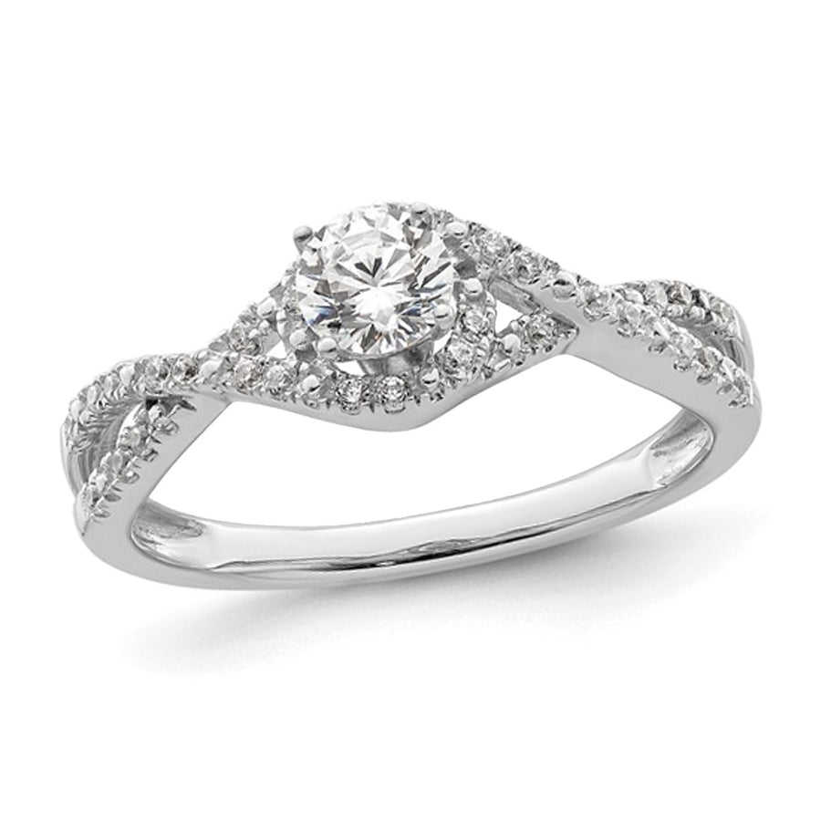 1/2 Carat (ctw I1-I2) Diamond Engagement By-Pass Ring in 14K White Gold Image 1