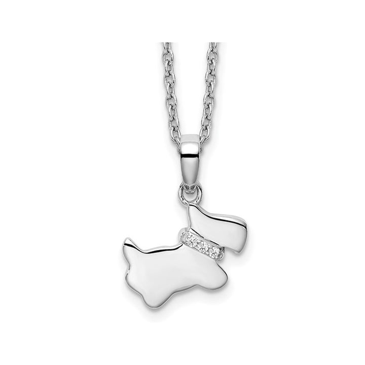 Sterling Silver Dog Charm Pendant Necklace with Chain Image 1