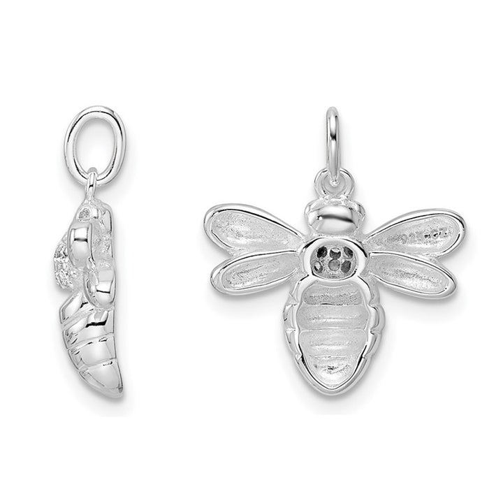 Sterling Silver Bee Pendant Necklace with Cubic (CZ) and Chain Image 3