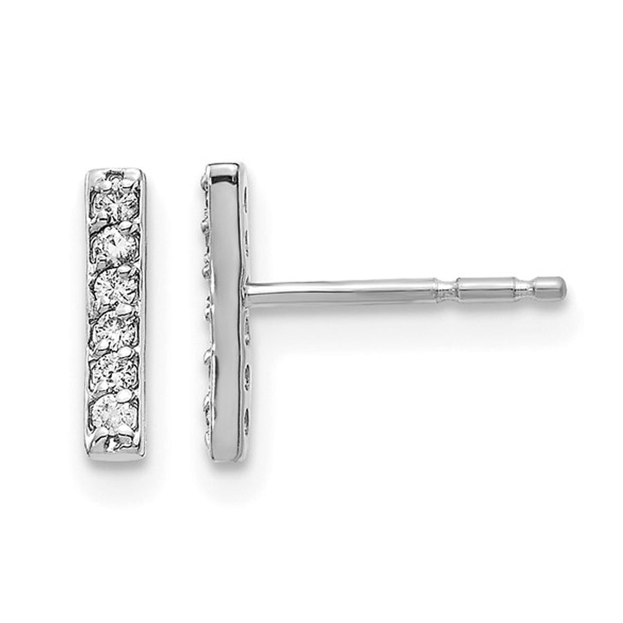 1/10 Carat (ctw) Diamond Stick Earrings in 14K White Gold Image 1