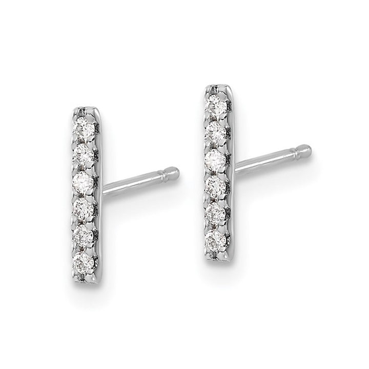 1/10 Carat (ctw) Diamond Stick Earrings in 14K White Gold Image 3