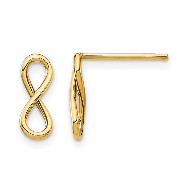 14K Yellow Gold Polished Infinity Post Earrings Image 1