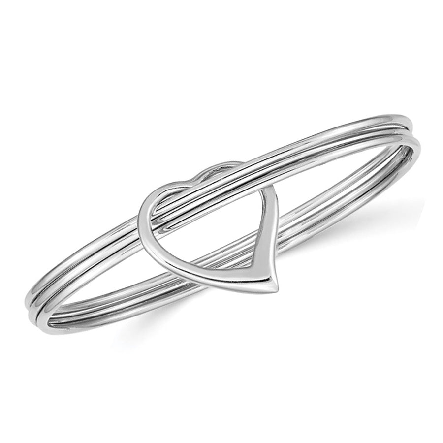 Sterling Silver Polished Heart Slip-On Bangle Bracelet Image 1