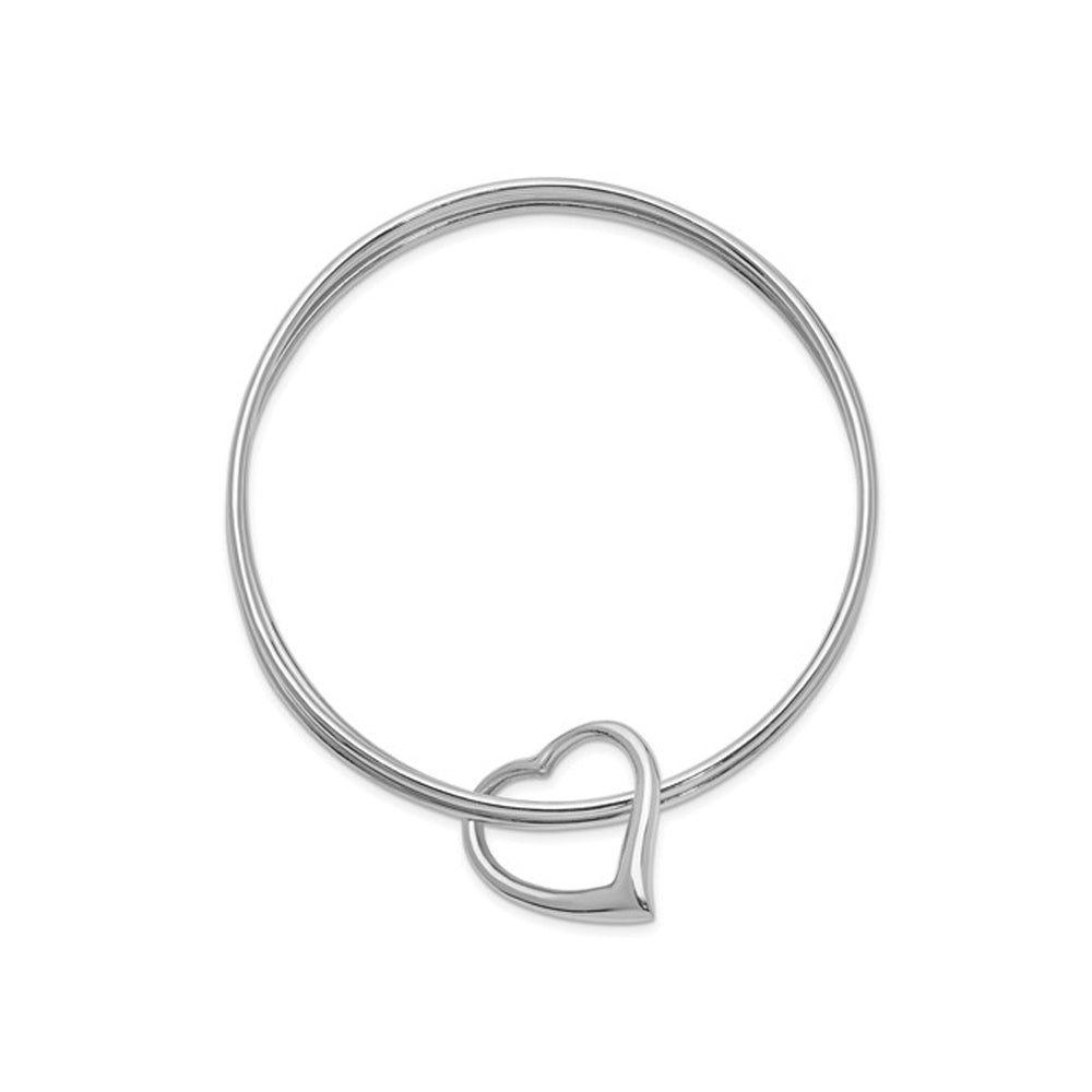 Sterling Silver Polished Heart Slip-On Bangle Bracelet Image 2