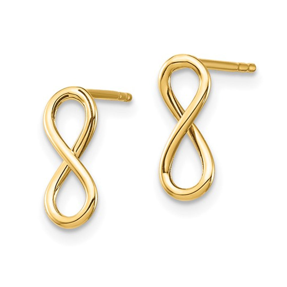 14K Yellow Gold Polished Infinity Post Earrings Image 2