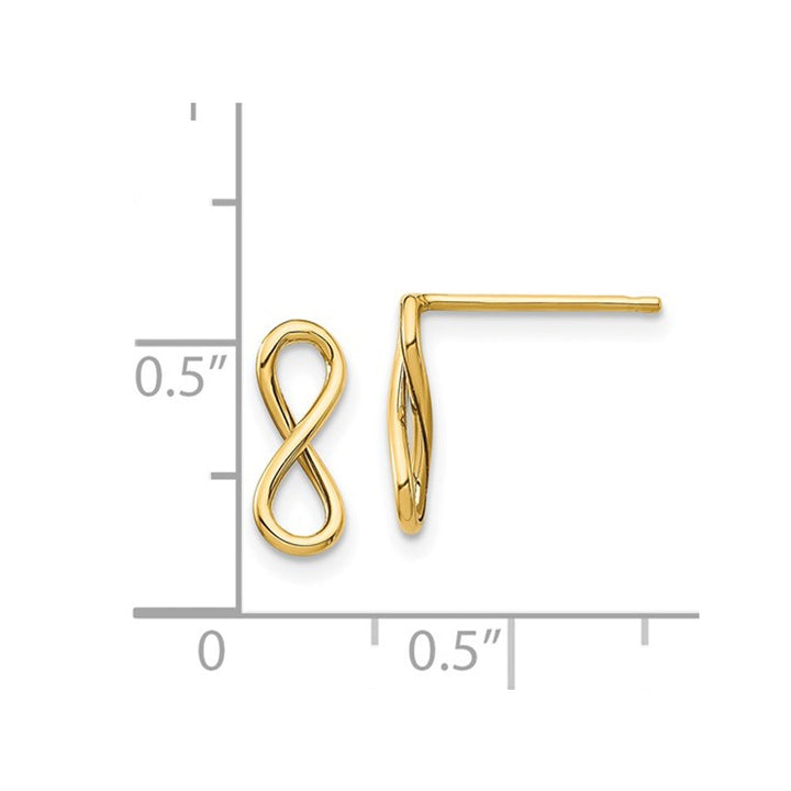 14K Yellow Gold Polished Infinity Post Earrings Image 4