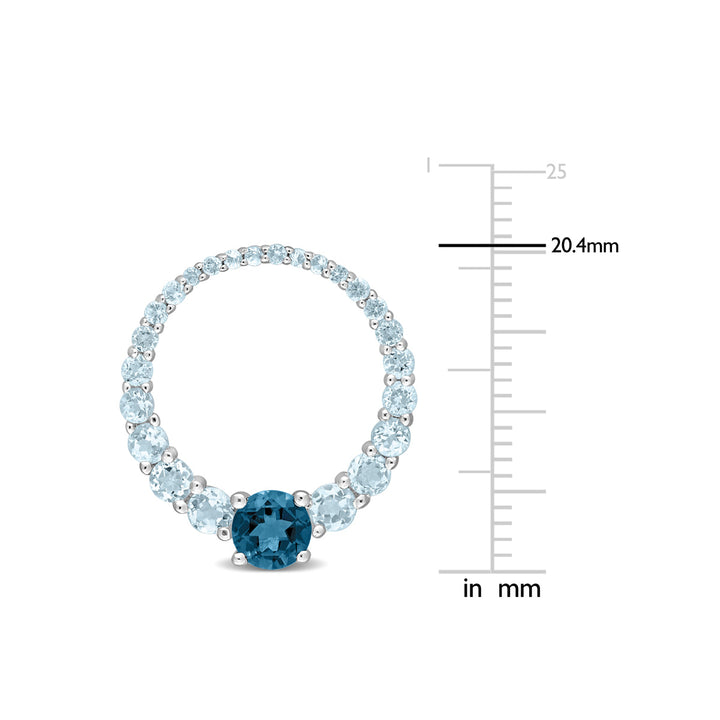 2.58 Carat (ctw) London Blue Topaz Circle Earrings in Sterling Silver Image 3