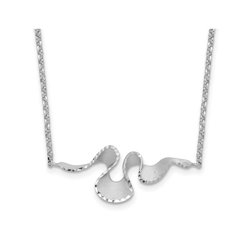 Sterling Silver Satin and Diamond-Cut Wave Necklace Image 1