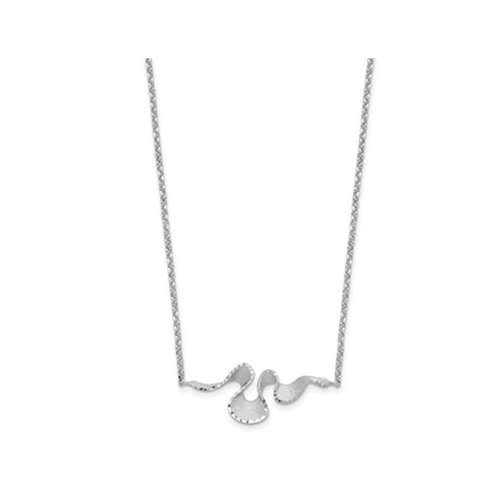 Sterling Silver Satin and Diamond-Cut Wave Necklace Image 2