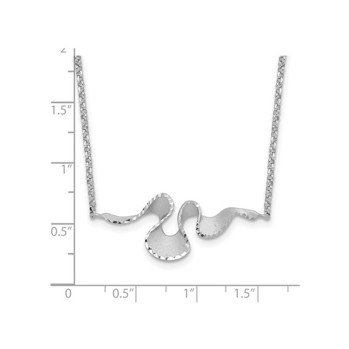 Sterling Silver Satin and Diamond-Cut Wave Necklace Image 4