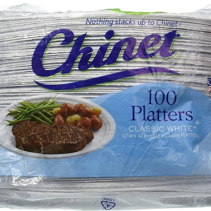 Chinet Classic White 12-5/8 x 10" Platters (100 Count) Image 2