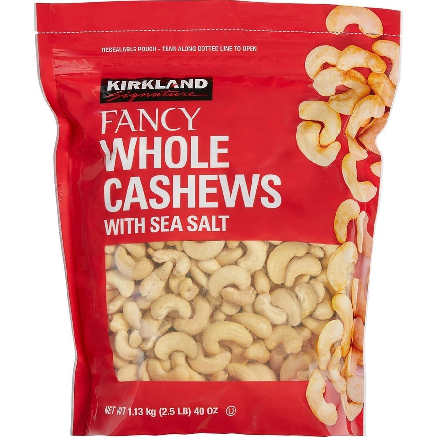 Kirkland Signature Fancy Whole Cashews with Sea Salt 2.5 Pounds Image 1