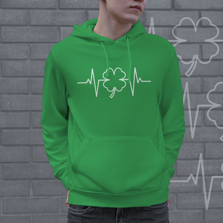 Saint Patricks Heart Beat Hoodie Funny St Paddys Day Parade Green Shenanigans Graphic Sweatshirt Image 2