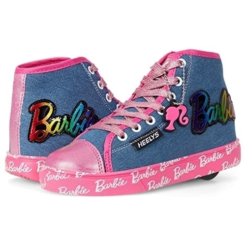 HEELYS Hustle Barbie Roller Shoes Denim Pink Rainbow Little Kid Big Kid Adult Image 1